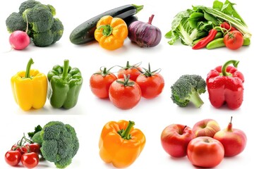 Wall Mural - Fresh produce selection featuring broccoli, tomatoes, peppers, and more