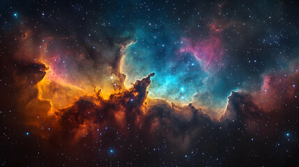 Wall Mural - A breathtaking view of a nebula with vibrant colors and a vast expanse of stars.