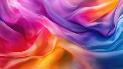 A vibrant abstract background featuring flowing, colorful cloth waves in motion, creating a sense of fluidity and energy.