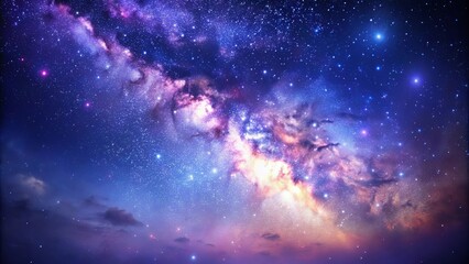 Wall Mural - vertical background of starry night sky with purple blue galaxy