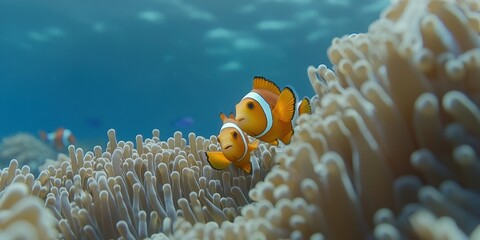 Clownfish Couple in Anemone Coral Reef