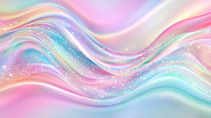 Wall Mural - abstract holographic background with pastel colors,  glitters, designed as a soft template. this seamless and trendy backdrop features a colorful wave rainbow, high quality image