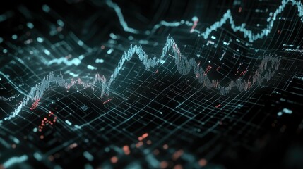 Poster - A digital line graph with a futuristic design, representing market trends in technology
