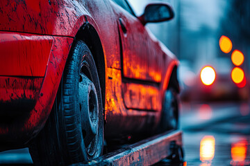 Wall Mural - Tow truck lifting a broken-down vehicle