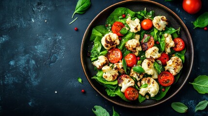 Wall Mural - Cauliflower grilled veggies with tomato bruschetta.