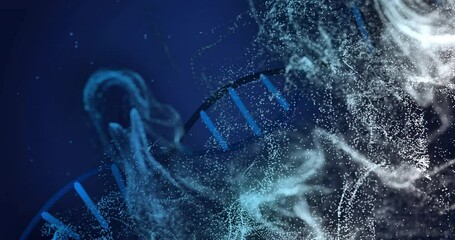 Poster - DNA strand and molecular structure animation over blue background