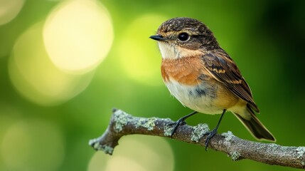 Wall Mural - European Stonechat on a twig