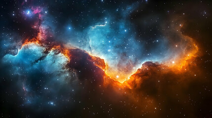 Wall Mural - A vibrant nebula with swirling gas and dust, creating a stunning display of colors against a backdrop of twinkling stars.