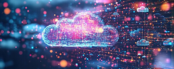 Poster - Digital Cloud Computing Network with Bokeh Lights