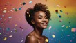 © Nemanja - A woman is smiling and surrounded by colorful confetti