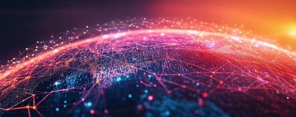 Poster - Abstract Globe Network with Red and Blue Lights