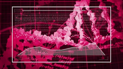 Wall Mural - Financial data and analytics animation over red abstract background with graphs