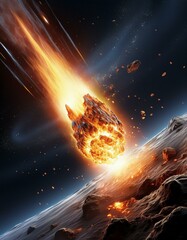Wall Mural - earth and system in the space, inferno streak: the fiery meteor's descent
