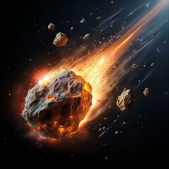 Wall Mural - earth and system in the space, inferno streak: the fiery meteor's descent