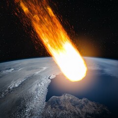 Wall Mural - earth and system in the space, inferno streak: the fiery meteor's descent