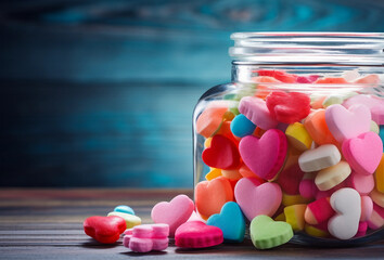 Wall Mural - heart-shaped candies in a glass