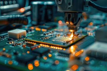 Poster - Detailed image of a computer motherboard components and circuitry