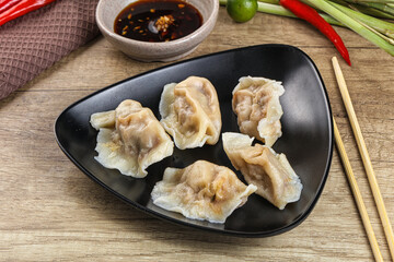 Asian steamed dumplings with meat