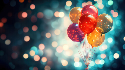 Wall Mural - balloon in the party glowing lights background, balloon, party, high definition photo
