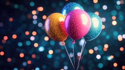 Wall Mural - balloon in the party glowing lights background, party, lights, detailed high resolution photo