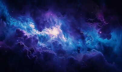 Beautiful fantasy starry night sky, blue and purple colorful, 