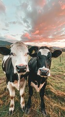 Poster - Two cows standing next to each other in a field