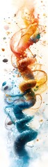 Poster - Abstract Watercolor Swirls in Blue, Orange and Yellow.