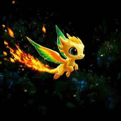 Poster - Cute Fire Dragon Fantasy Creature