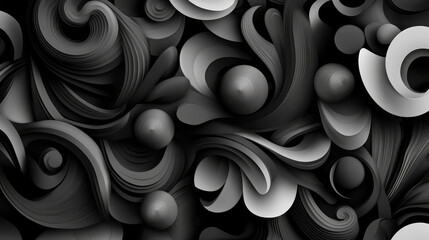 Abstract  D Black and White Swirling Pattern