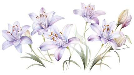 Wall Mural - set of watercolor wildflowers painting isolated on clear png background and transparent background. 