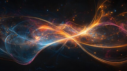 Wall Mural - Abstract Swirling Lights and Cosmic Dust in Dark Space