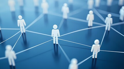 A cluster of people connected on a blue background, representing a social network