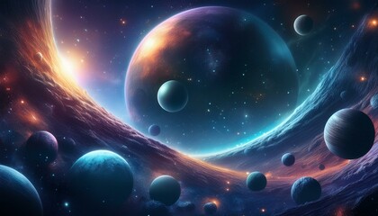Wall Mural - 3d rendered illustration of an image of a microscope, cosmic canvas: abstract depictions of planets 