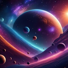 Wall Mural - 3d rendered illustration of an image of a microscope, cosmic canvas: abstract depictions of planets 