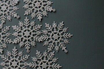 white snowflakes on blue background, toy snowflakes, new year background, snowflakes isolated