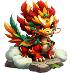 Poster - Adorable Chinese Dragon Cartoon Illustration