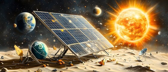 Wall Mural - Solar Panel on the Moon.