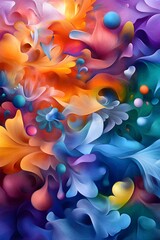 Canvas Print - Abstract Colorful Background with Swirling Shapes and Textures.