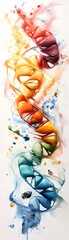 Sticker - Abstract Watercolor Painting with Colorful Swirls and Splashes.