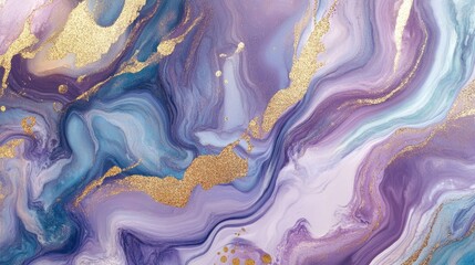 Wall Mural - Abstract purple, blue, and gold marble background.