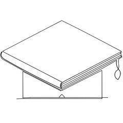 Fototapete - continuous line drawing students and books icon