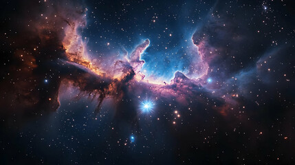 Wall Mural - Cosmic Nebula with Bright Stars.