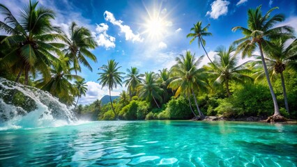 tropical oasis morning splash vibrant turquoise summer