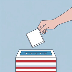 Voting Concept for U.S.A. Elections: Ballot with Patriotic Red, White, and Blue Stripes – Minimalistic Layout with Blank White Paper Held by Hand