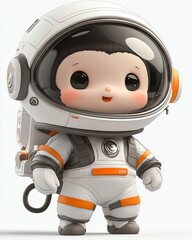 Wall Mural - Cute Astronaut Cartoon Character 3D Render