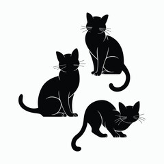 Norwegian Forest Cat Silhouette Vector Set Animals Illustration Template