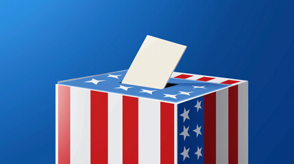 Ballot Concept with Patriotic Colors: Voting in the U.S.A. Elections – Minimalistic Design Featuring Red, White, and Blue Stripes and Blank Mockup Paper