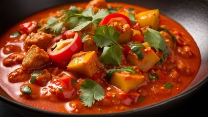 Wall Mural - A dish of Indian cuisine. Vegetable salad with Tikka Masala sauce.