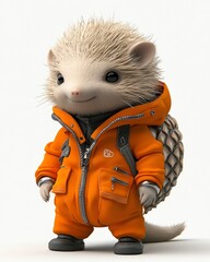 Sticker - Cute Hedgehog Wearing Orange Jumpsuit