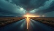 © FantasyDreamArt - Dramatic Stormy Road: Dark Clouds and Rain Over a Lonely Highway
